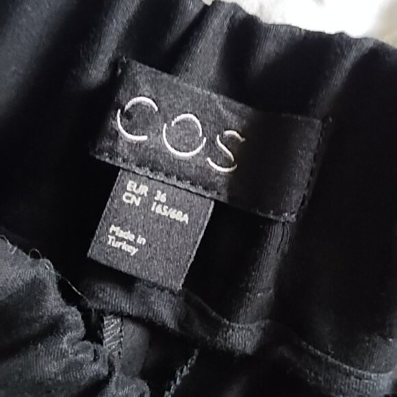 COS Black Stretch Cotton Poplin Wide Leg Pants - Picture 7 of 7